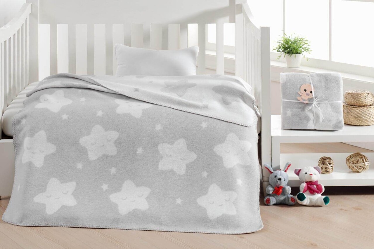 Patura bebelusi, L'essentiel Maison, Star, Gri deschis - imagine 4